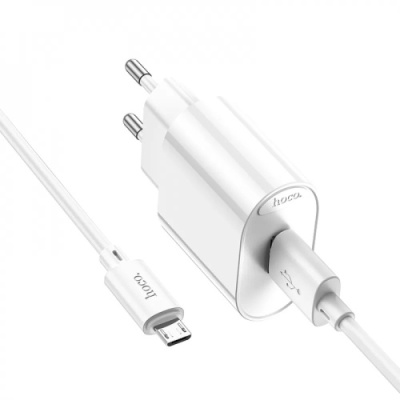 мережевий зарядний пристрій hoco c109a fighter 1usb/18w/qc3.0 + (usb - microusb) (білий) 