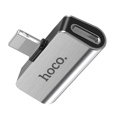 перехідник hoco ls24 lightning - (lightning audio+lightning charge) (сталевий) 