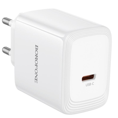 мережевий зарядний пристрій borofone bn33 pd40w (1type-c) (білий) 