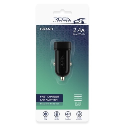 Автомобільний Зарядний Пристрій Ridea RCC-21012 Grand 2USB 2.4A (Чорний)