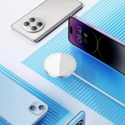 безпровідний зарядний пристрій baseus simple mini 3 magnetic 15w (ccjj040012) (срібний) 