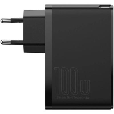 мережевий зарядний пристрій baseus gan2 pro quick charger (ccgan2p-l01) 2usb/60w/qc4.0 + 2type-c/100w/pd (black) 
