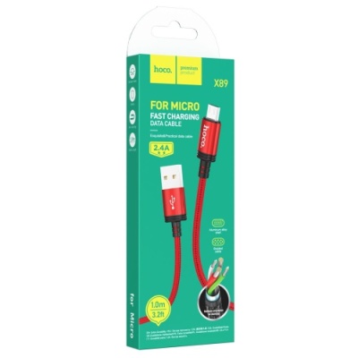 кабель hoco x89 wind usb - microusb 2.4a/1m (червоний) 