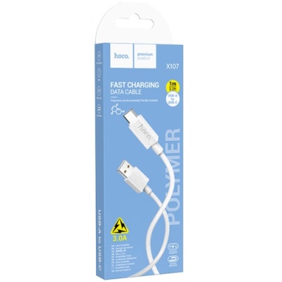 кабель hoco x107 usb - type-c 3.0a/1m (білий) 