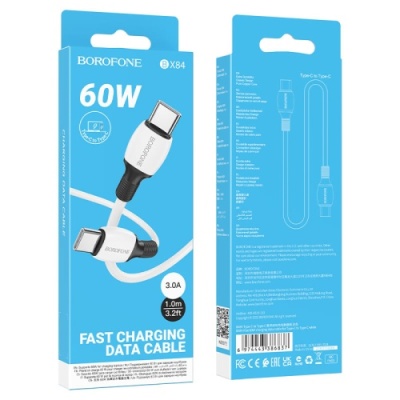 кабель borofone bx84 type-c - type-c (pd) 60w 3.0a/1m (білий) 