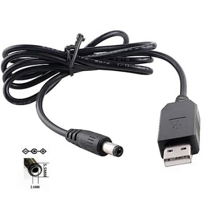 кабель з перетворювачем 5v на 12v 0,5а 5.5 х 2.5 мм dc для роутера 