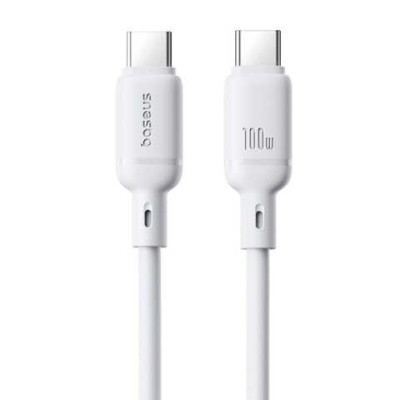 кабель baseus silky series fast charging type-c - type-c 100w/1m (p10377704213-00) (white) 