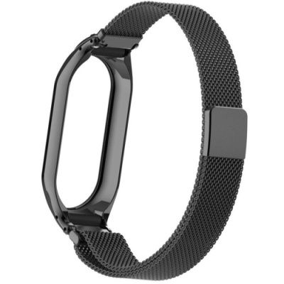 ремінець для xiaomi mi band 8/9/10 (milan vintage weaving vs magnet) (чорний) 