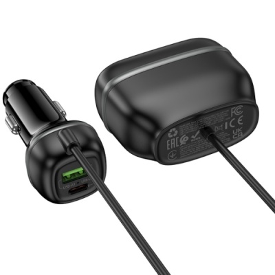 Розгалужувач прикурювача HOCO Z59A PD96W (1 роз'єм прикурювача/2USB/2Type-C/240W) (Чорний