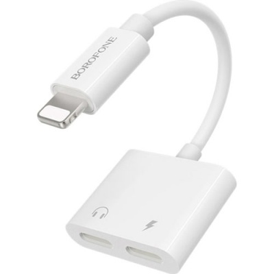 перехідник borofone bv11 apple lightning - (lightning audio+lightning charge) (білий) 