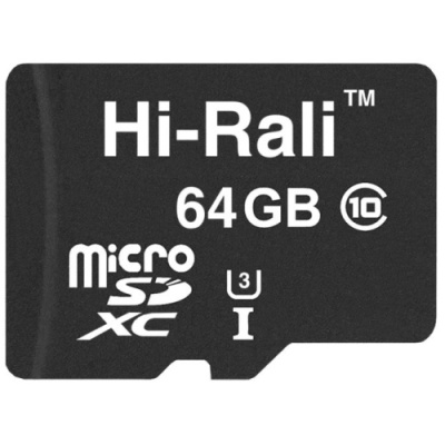 карта пам'яті hi-rali microsdxc 64gb uhs-3 10 class (чорний) 