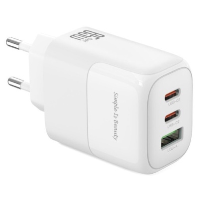 мережевий зарядний пристрій xo l139 1usb/18w/qc3.0 + 2type-c/65w/pd (бiлий) 
