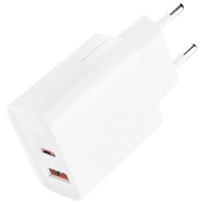 мережевий зарядний пристрій xo l163 1usb/18w/qc3.0 + 1type-c/30w/pd (бiлий) 