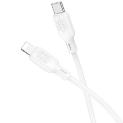 кабель borofone bx113 silicone type-c - lightning pd27w/1m (бiлий) 