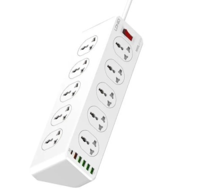 мережевий подовжувач ldnio sc10610 (10 ports / 1pd / 1qc3.0 / 4 usb / 2m) (бiлий) 