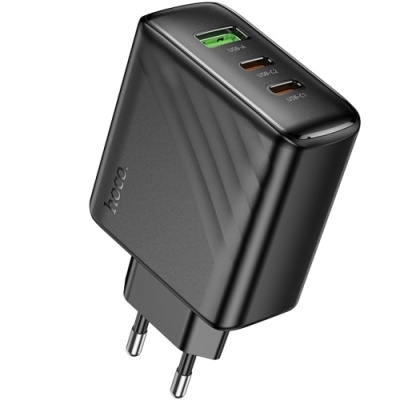 мережевий зарядний пристрій hoco cs26a pd45w+ qc3.0 (1usb/2type-c/3a) (чорний) 