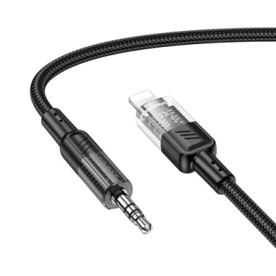 кабель aux hoco upa27 3.5mm(male) - lightning(male) 1.2m (чорний) 