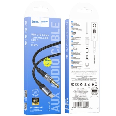 кабель aux hoco upa26 3.5mm(male) - type-c(male) 1m (чорний) 