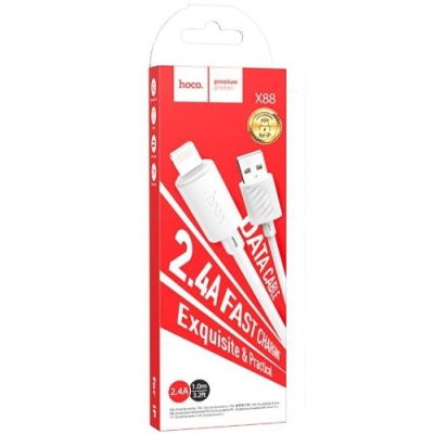 кабель hoco x88 gratifield usb - lightning 2.4a/1m (білий) 