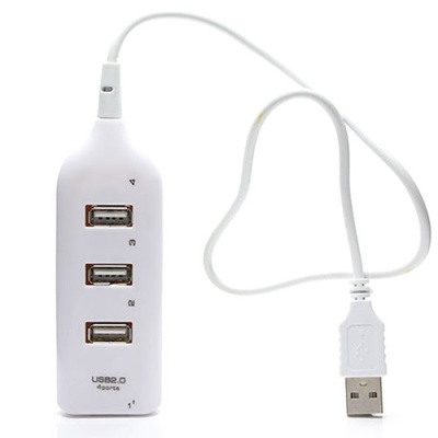usb hub hi-speed 4 usb 2.0 (20см) (білий) 