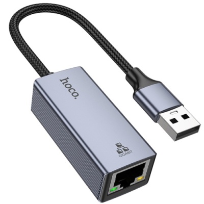 перехідник hoco ua37 usb - rj45 (1000 mbps) (сірий) 