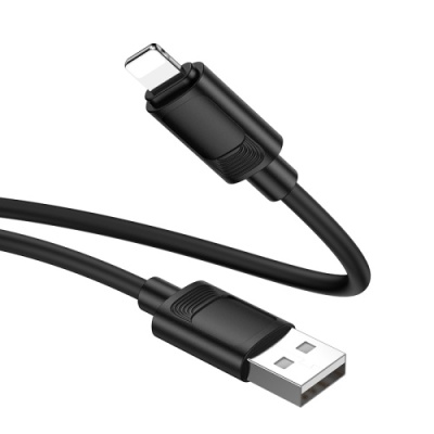 кабель hoco x122 silicone usb - lightning 2.4a/1m (чорний) 