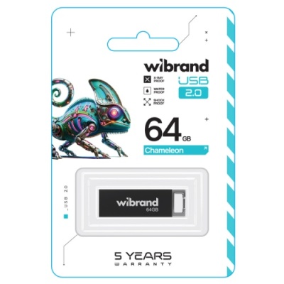 usb флеш-накопичувач wibrand 64gb chameleon (чорний) 