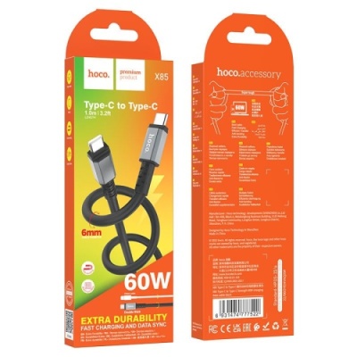 кабель hoco x85 strength (pd) type-c - type-c 60w 3a/1m (чорний) 