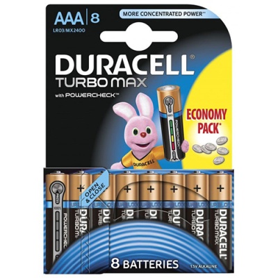 батарейка duracell lr3 turbo aaa (8шт) 