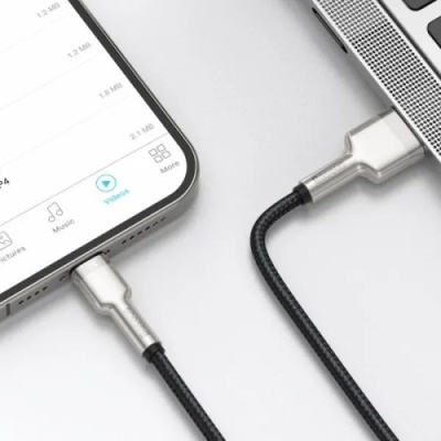 кабель baseus cafule metal usb - lightning 2.4a/2m (caljk-b01) (black) 