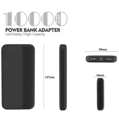 додаткова батарея power bank earldom et-pb54 10000mah 2usb/micro usb/type-c (чорний) 