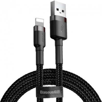кабель baseus cafule usb - lightning 2.4a/1m (calklf-bg1) (black-grey) 