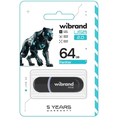 usb флеш-накопичувач wibrand 64gb panther (чорний) 